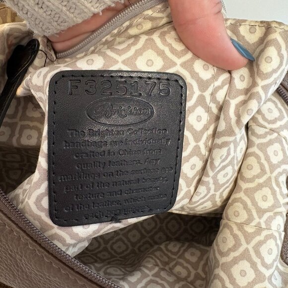 BRIGHTON Barbados Brown Pebbled Leather Hobo Shoulder Bag With Braided Handle - Picture 8 of 8